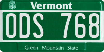 VT license plate ODS768