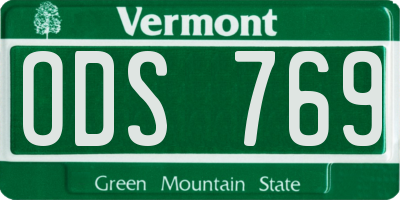 VT license plate ODS769