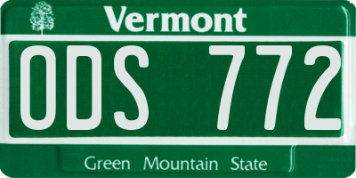VT license plate ODS772