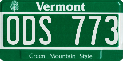 VT license plate ODS773