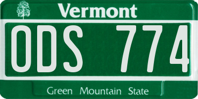 VT license plate ODS774
