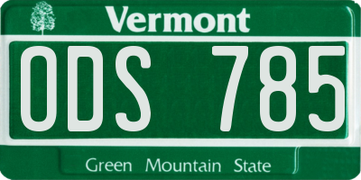 VT license plate ODS785