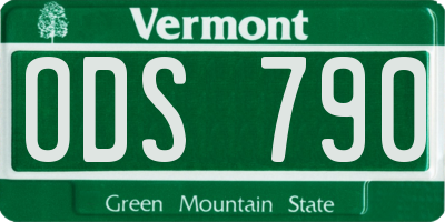 VT license plate ODS790