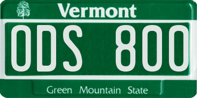 VT license plate ODS800