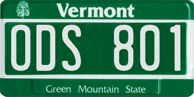 VT license plate ODS801