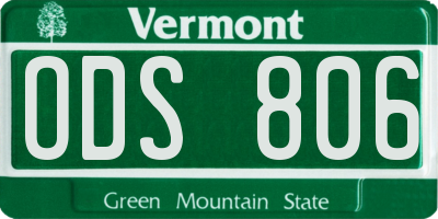 VT license plate ODS806
