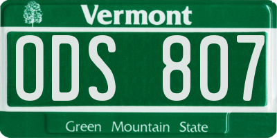 VT license plate ODS807
