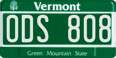 VT license plate ODS808