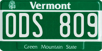 VT license plate ODS809