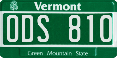 VT license plate ODS810