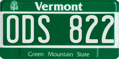 VT license plate ODS822