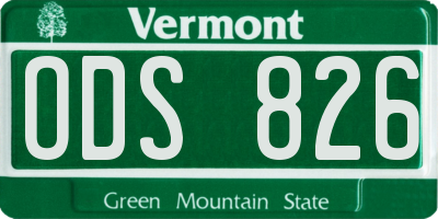 VT license plate ODS826