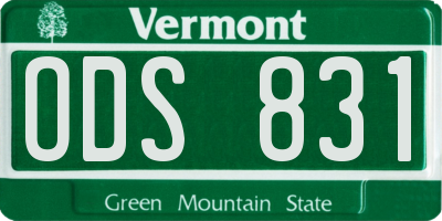 VT license plate ODS831
