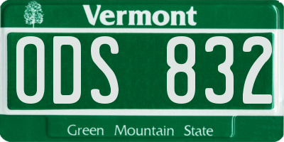 VT license plate ODS832