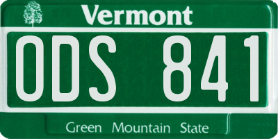 VT license plate ODS841