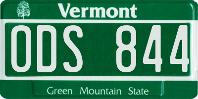 VT license plate ODS844