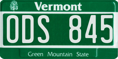 VT license plate ODS845