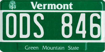 VT license plate ODS846