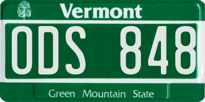 VT license plate ODS848