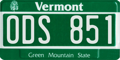 VT license plate ODS851