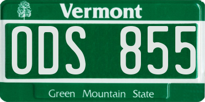 VT license plate ODS855