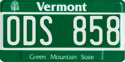 VT license plate ODS858