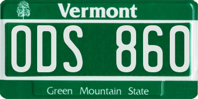 VT license plate ODS860