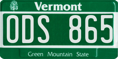 VT license plate ODS865