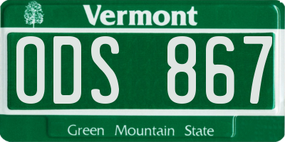 VT license plate ODS867
