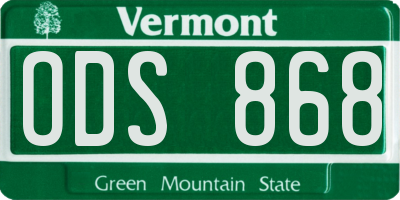 VT license plate ODS868