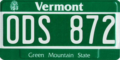 VT license plate ODS872