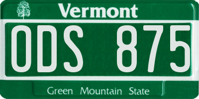 VT license plate ODS875
