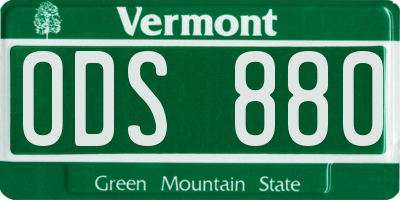 VT license plate ODS880