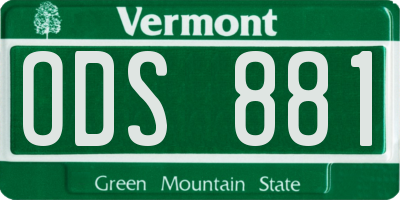 VT license plate ODS881