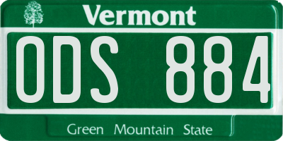 VT license plate ODS884