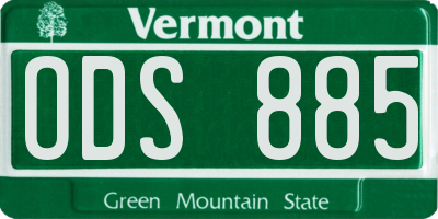 VT license plate ODS885