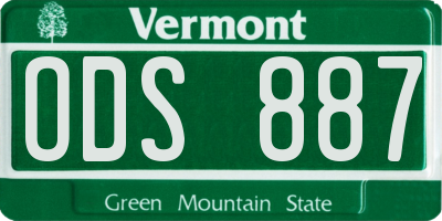 VT license plate ODS887