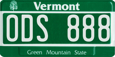 VT license plate ODS888