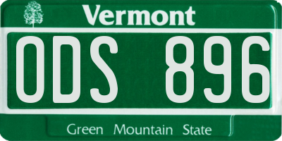 VT license plate ODS896
