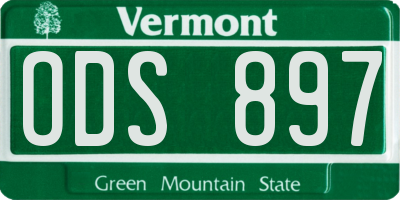 VT license plate ODS897