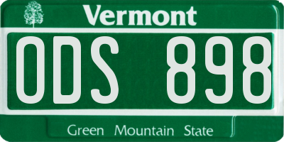 VT license plate ODS898