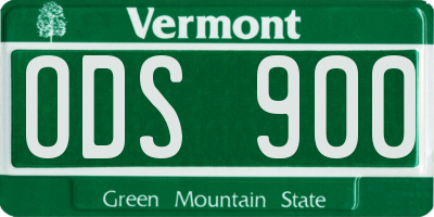 VT license plate ODS900