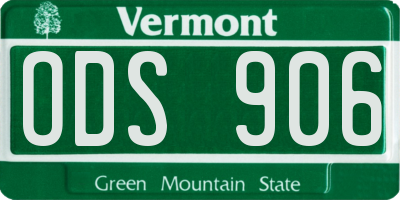 VT license plate ODS906