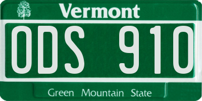 VT license plate ODS910