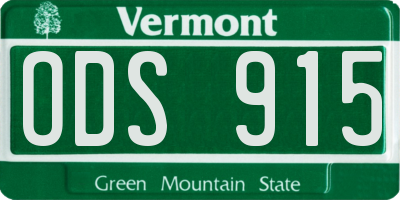 VT license plate ODS915