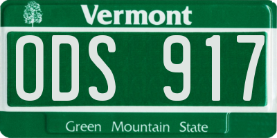 VT license plate ODS917
