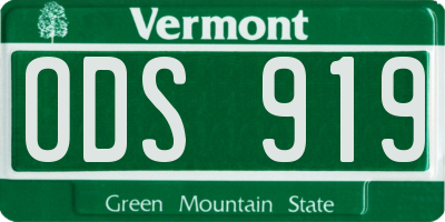 VT license plate ODS919