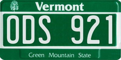 VT license plate ODS921