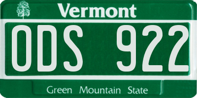 VT license plate ODS922