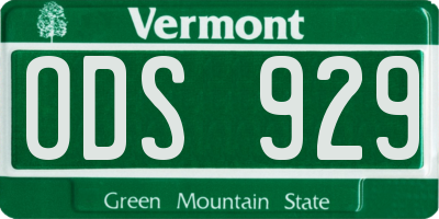 VT license plate ODS929